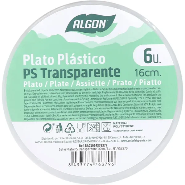 Plokštelių rinkinys Algon 16 cm 6 Dalys (24 vnt.)