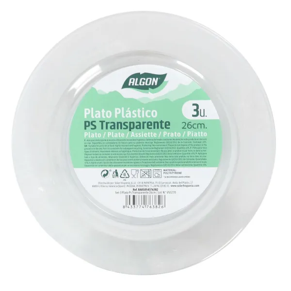 Plate set Algon 26 cm 3 Pieces (24 Units)