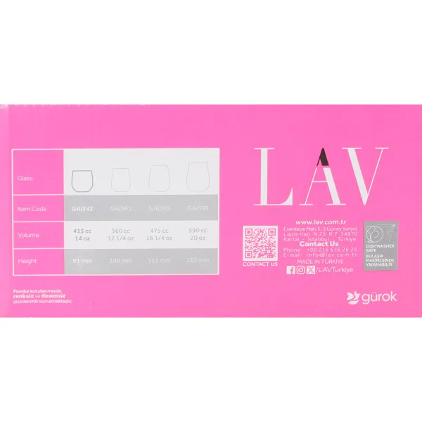 Stiklinių rinkinys LAV Gaia 415 ml 6 Dalys (8 vnt.)