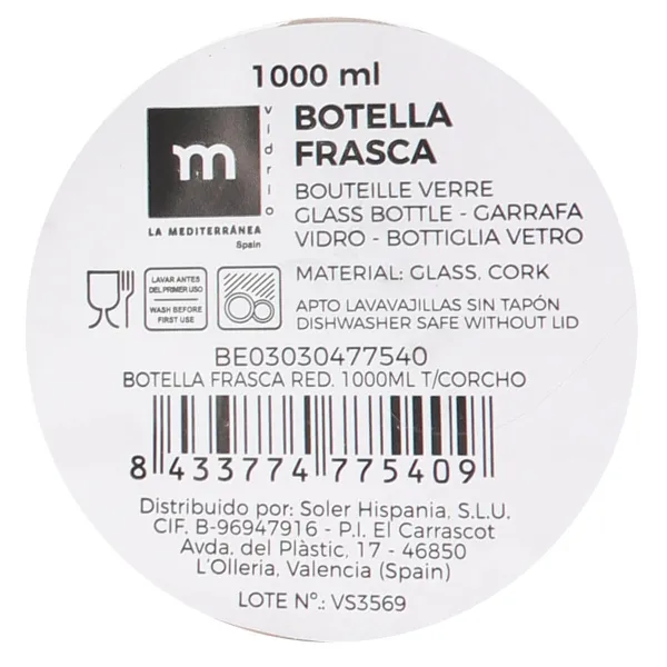 Стеклянная бутылка La Mediterránea 1 L (12 штук)