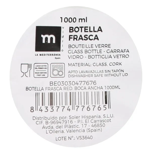Стеклянная бутылка La Mediterránea 1 L (12 штук)