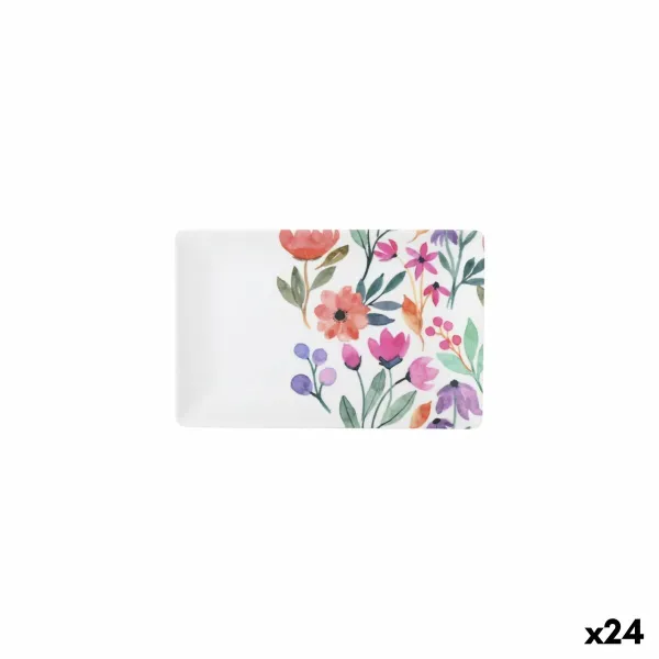 Snack tray La Mediterránea Flowers 20 x 13 x 2 cm (24 Units)