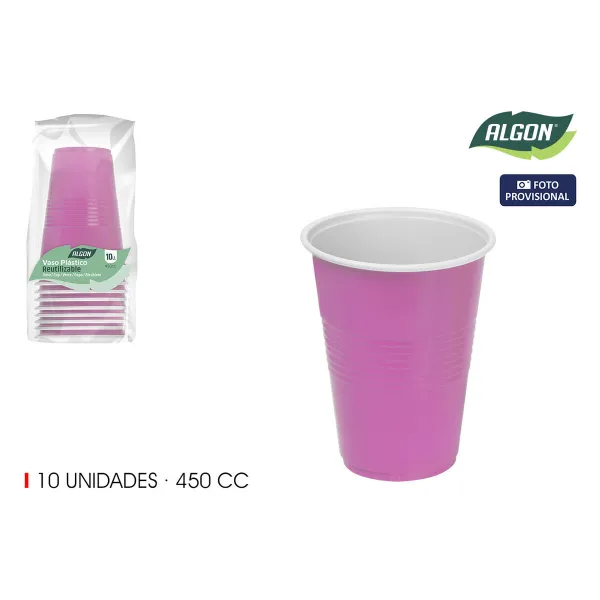 Stiklinių rinkinys Algon Rožinė 450 ml 10 Dalys (18 vnt.)