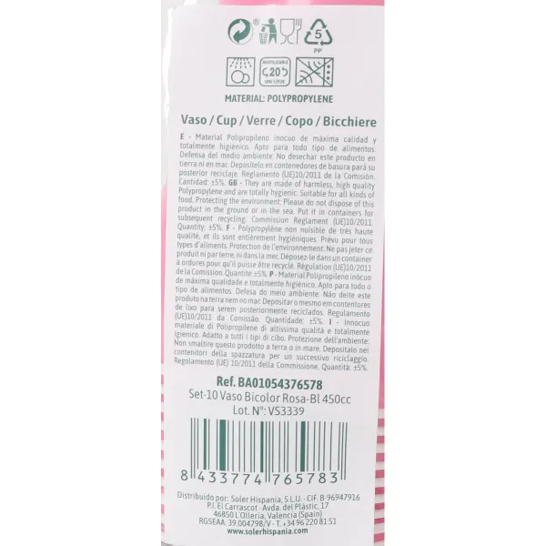 Stiklinių rinkinys Algon Rožinė 450 ml 10 Dalys (18 vnt.)