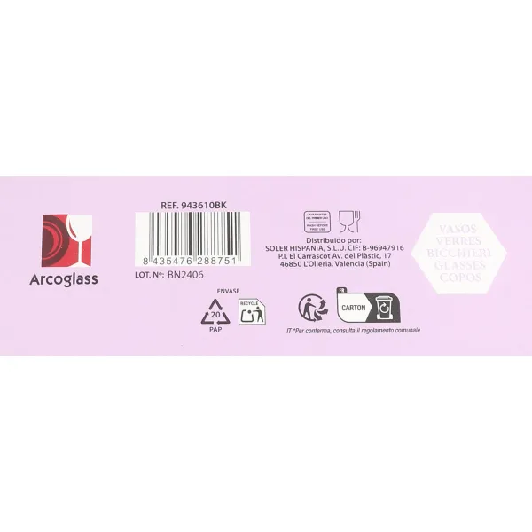 Glāžu komplekts La Mediterránea Silex plain 4 Daudzums (6 gb.)