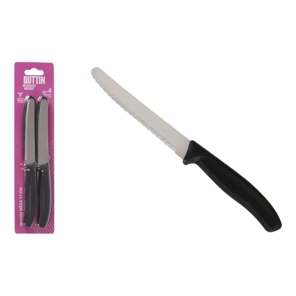 Nažu komplekts Quttin Melns Sudrabains Nerūsējošais tērauds 11 cm 4 Daudzums (18 gb.)