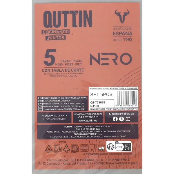 Peilių rinkinys Quttin Nero 5 Dalys (4 vnt.)