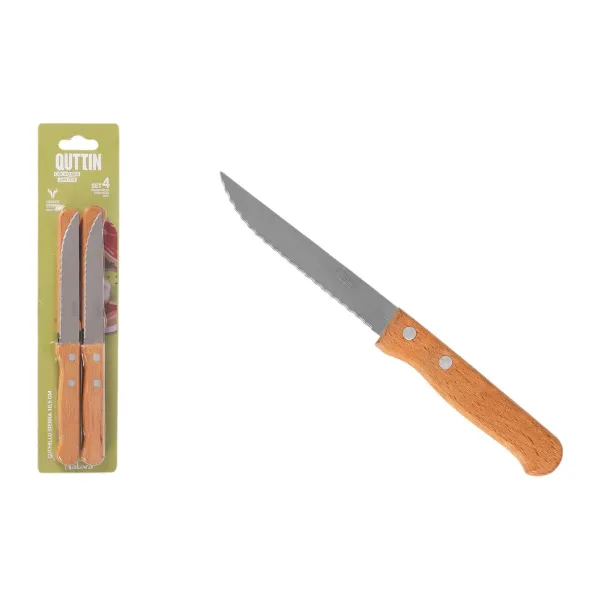 Mėsos peilių rinkinys Inde Natura Ruda Sidabras 10,5 cm Daugkartinis naudojimas 4 Dalys (12 vnt.)