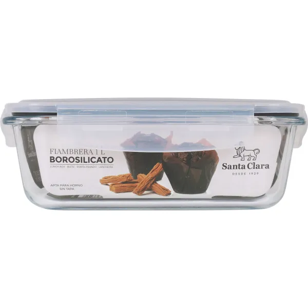 Hermetic Lunch Box Santa Clara Transparent Rectangular 1L (6 Units)