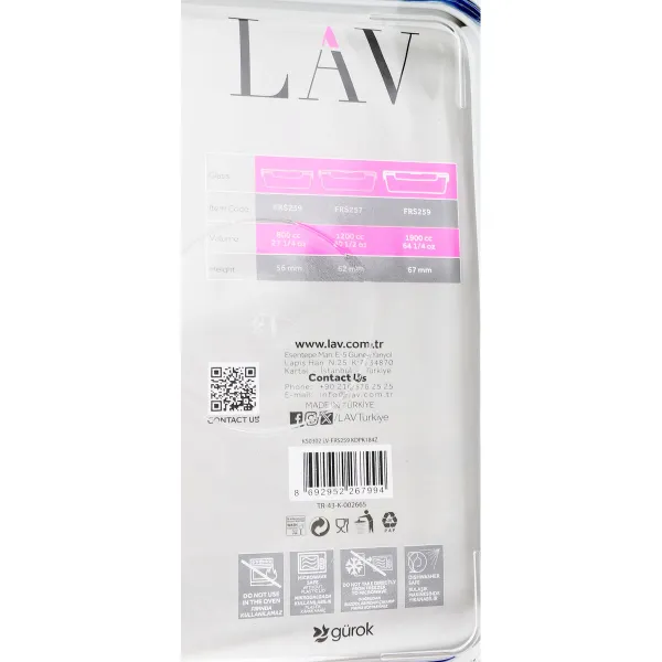 Герметичная коробочка для завтрака LAV Серый Прозрачный 1,9 L (8 штук)