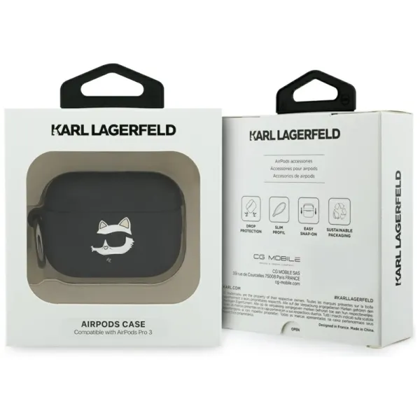 Karl Lagerfeld Silicone Choupette Head 3D - AirPods Pro 3 Case (Black)