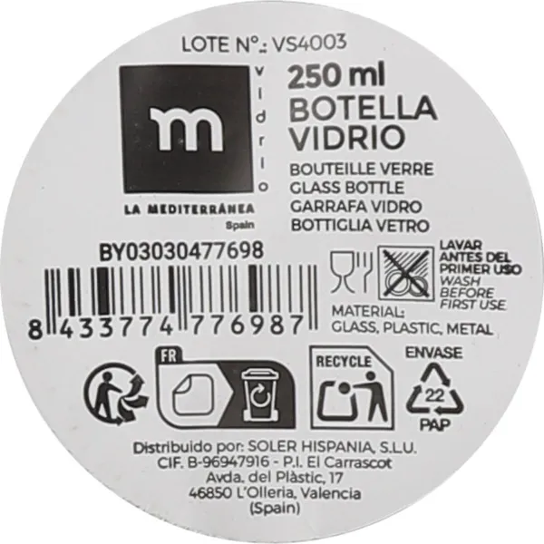 Стеклянная бутылка La Mediterránea 250 ml 0,25 L (24 штук)