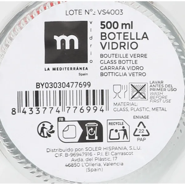 Стеклянная бутылка La Mediterránea 500 ml 0,5 L (24 штук)
