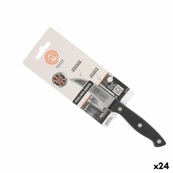 Нож для чистки MasterChef Чёрный Серебристый Нержавеющая сталь 7 cm (24 штук)