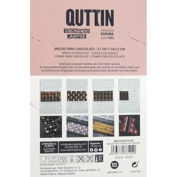 Форма для выпечки Quttin CHOCOLATE 27,5 x 17,5 x 2,5 cm (12 штук)