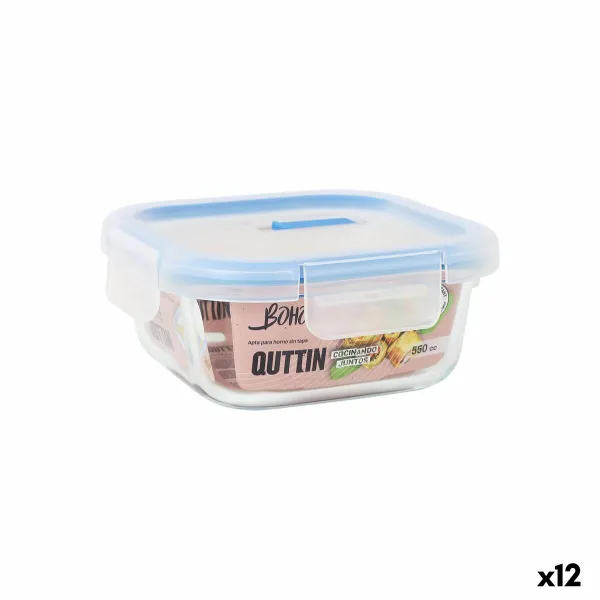 Герметичная коробочка для завтрака Quttin Boho Прозрачный 550 ml (12 штук)