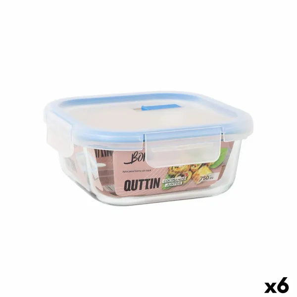 Герметичная коробочка для завтрака Quttin Boho Прозрачный 750 ml (6 штук)