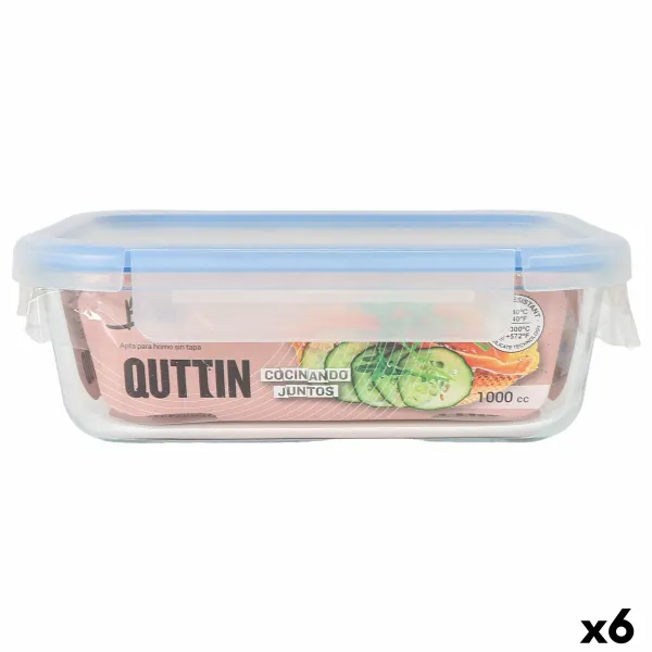 Герметичная коробочка для завтрака Quttin Boho Прозрачный Прямоугольный 1 L (6 штук)