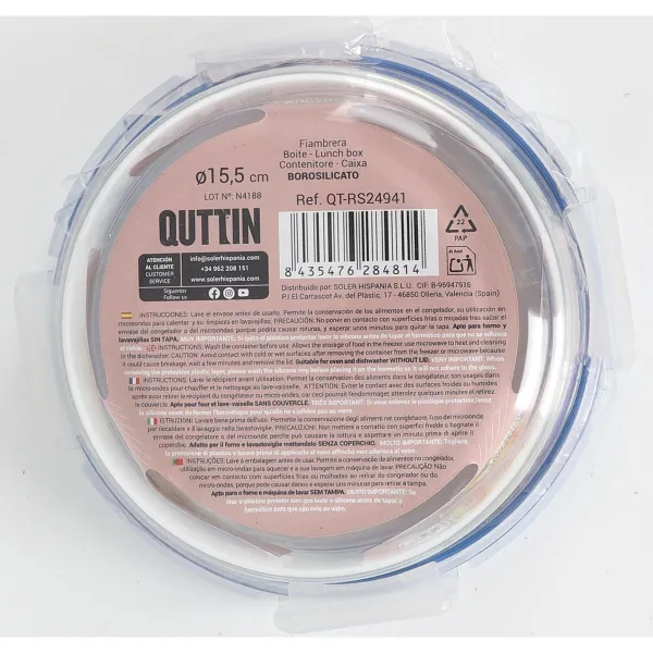 Герметичная коробочка для завтрака Quttin Boho Прозрачный 650 ml (6 штук)