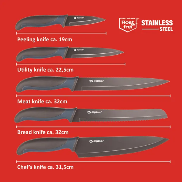 Alpina - Stainless steel knife set (Brown)