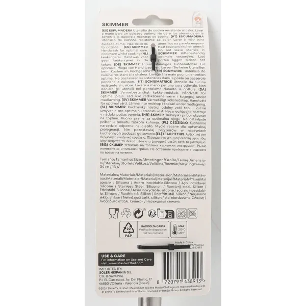Skimmer MasterChef Silicone Stainless steel 34 cm (24 Units)