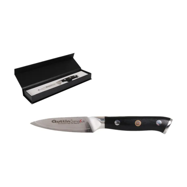 Нож для чистки Quttin Damaskus Чёрный Серебристый Нержавеющая сталь 9 cm (2 штук)