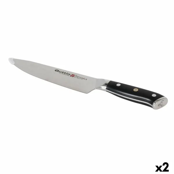 Кухонный нож Quttin DAMASKUS Чёрный Серебристый 20 cm (2 штук)