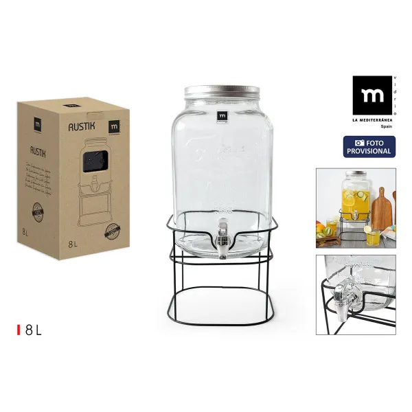 Drinks dispenser La Mediterránea Rustik Metal Glass 8 L 22 x 22 x 37 cm (4 Units)