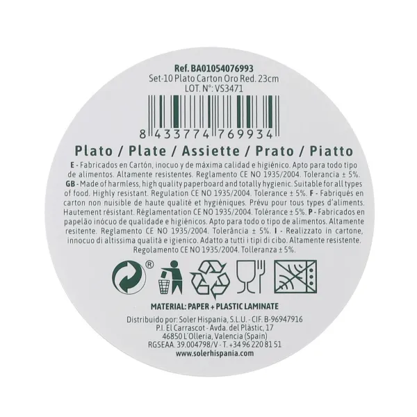 Plāksņu komplekts Algon Bronza 23 cm 10 Daudzums (18 gb.)