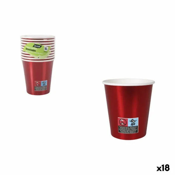 Set of glasses Algon Red 200 ml 10 Pieces (18 Units)