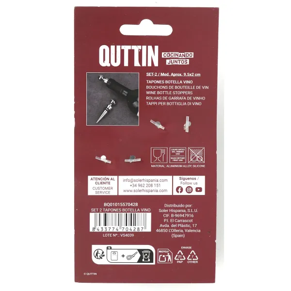 Капельная пробка для бутылки Quttin 2 x 9,5 cm 2 Предметы (12 штук)