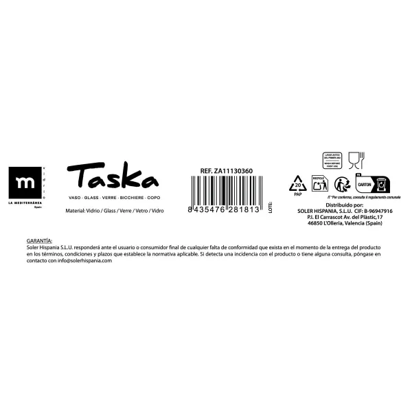 Set of glasses La Mediterránea TASKA 0,36 L 4 Pieces (12 Units)
