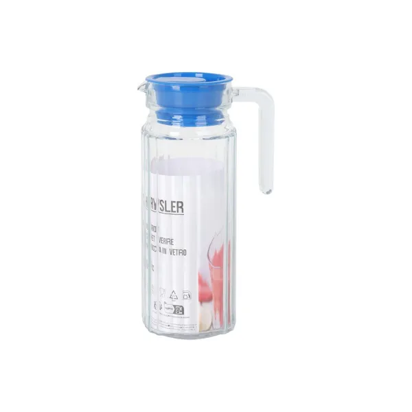 Jar with Lid and Dosage Dispenser La Mediterránea Chrysler Blue Transparent Glass (6 Units)