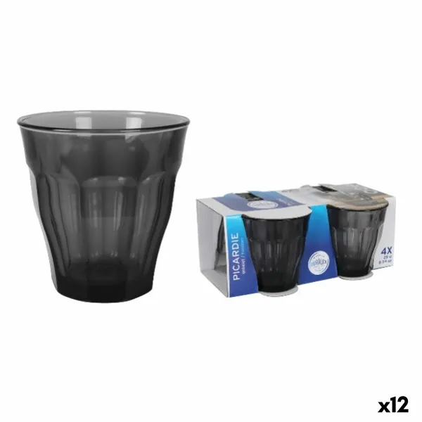 Glass for water Duralex Picardie Black Grey 250 ml 4 Pieces (12 Units)