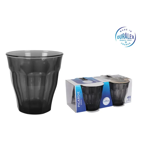 Vesilasi Duralex Picardie Musta Harmaa 250 ml 4 Kappaletta (12 osaa)