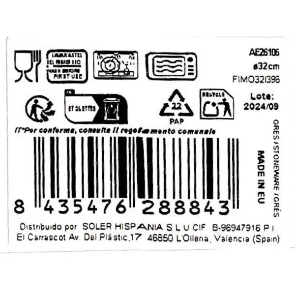 Мелкая тарелка La Mediterránea Aelia Ø 32,5 cm (6 штук)