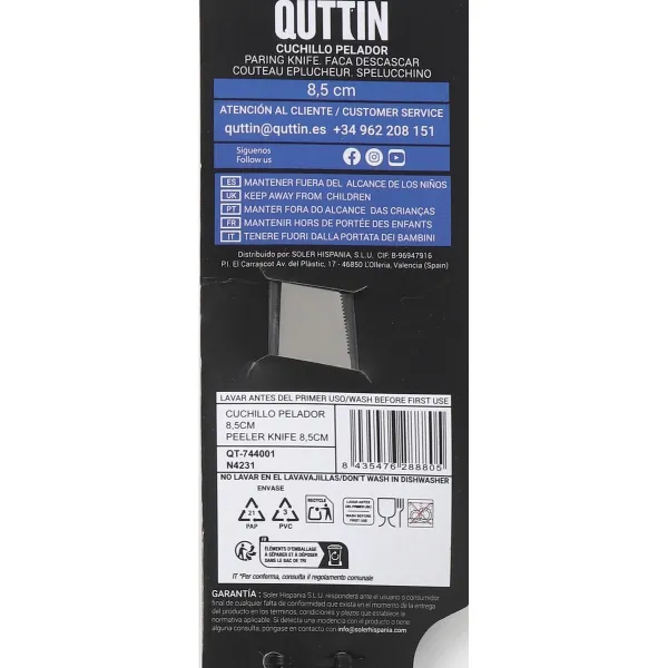Peeler Knife Quttin Laser Black Silver Stainless steel 8,5 cm (36 Units)