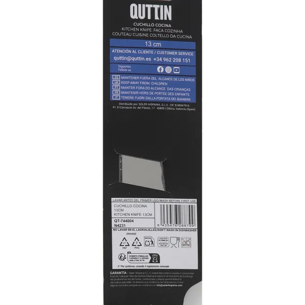 Virtuvės peilis Quttin Laser Juoda Sidabras 28 x 6 x 1,3 cm (36 Vienetai)