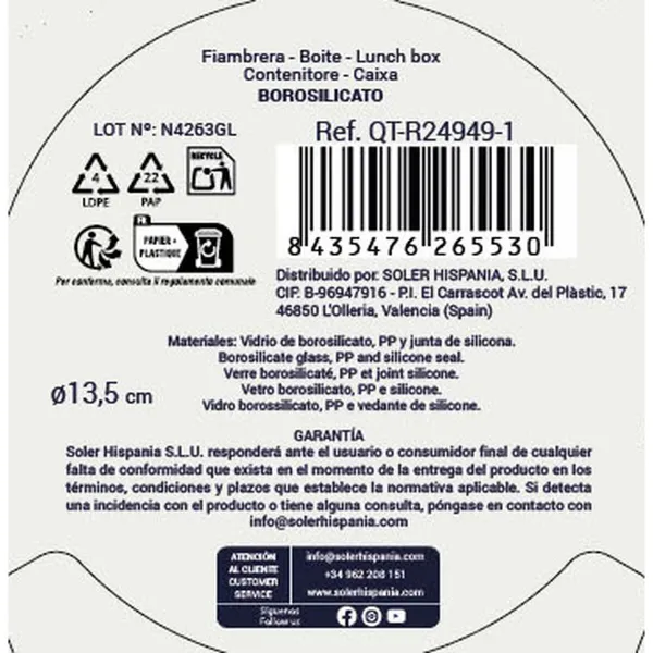 Герметичная коробочка для завтрака Quttin Прозрачный 700 ml (6 штук)