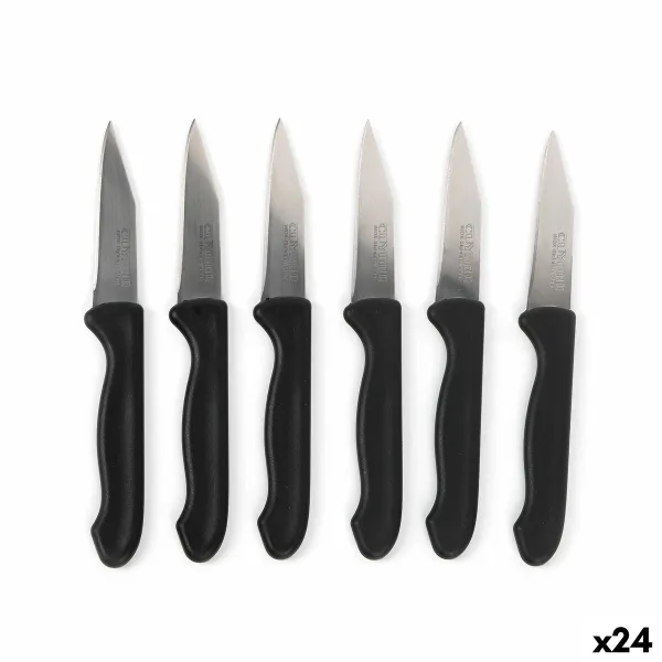 Peeler Knife Set Cuyfor Black Silver Stainless steel 7,5 cm 6 Pieces (24 Units)