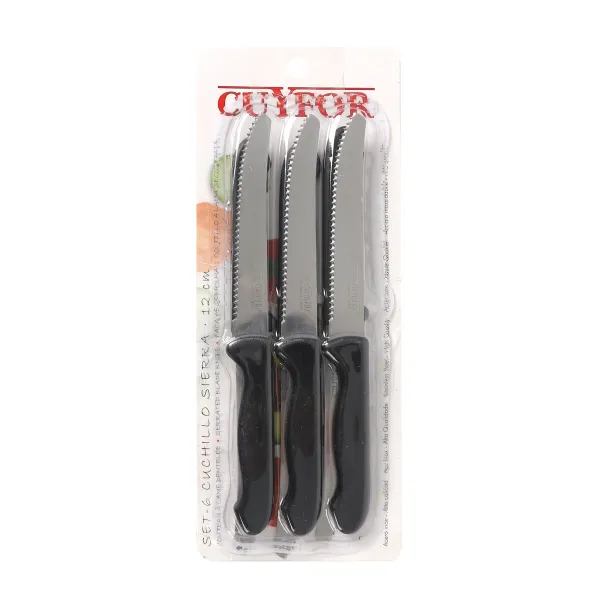 Gaļas Nažu Komplekts Cuyfor Melns Sudrabains 12 cm 6 Daudzums (24 gb.)