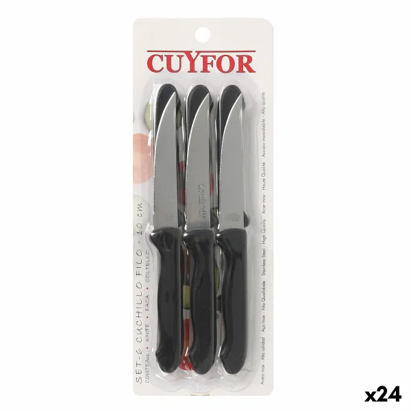 Набор ножей Cuyfor Filo Чёрный Серебристый 6 Предметы (24 штук)