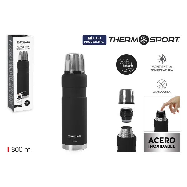 Termo Puodelis ThermoSport Juoda 0,8 L (6 vnt.)