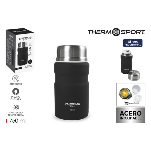 Пищевой термос ThermoSport Чёрный Сталь 750 ml (6 штук)