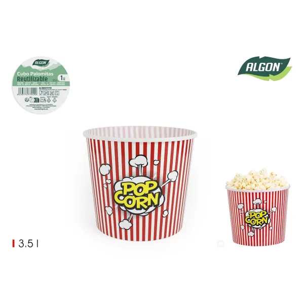 Container to serve the popcorn Algon 3,5 L 20 x 17 cm (24 Units)