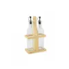 Condiment Set Quttin Brown Transparent Glass Bamboo 250 ml 2 Pieces (12 Units)