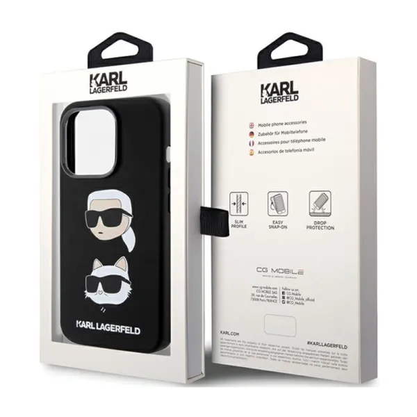 Karl Lagerfeld Silicone Karl & Choupette Heads - iPhone 15 Pro Case (Black)