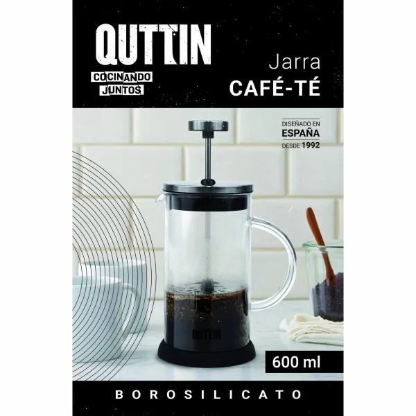 Mug with Infusion Filter Quttin Borosilicate Glass 0,6 L (8 Units)