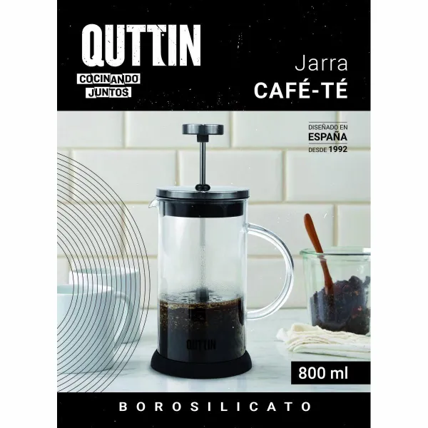 Mug with Infusion Filter Quttin Borosilicate Glass 800 ml 16 x 11 x 18 cm (8 Units)