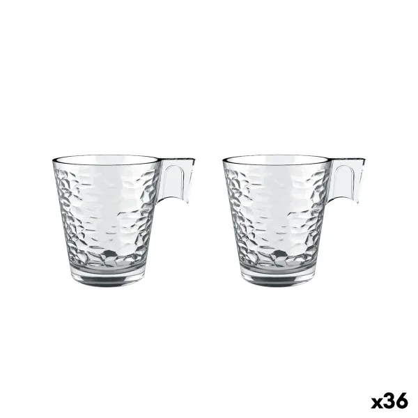 Piece Coffee Cup Set La Mediterránea Napoli Abstract Transparent Glass 210 ml 2 Pieces (36 Units)